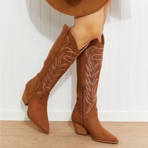 ‼️SALE‼️QUPID CHEYENNE NIGHTS EMBROIDERED KNEE HIGH COWBOY BOOTS